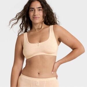Auden Beige Unlined Scoop Neck Bralette NWT